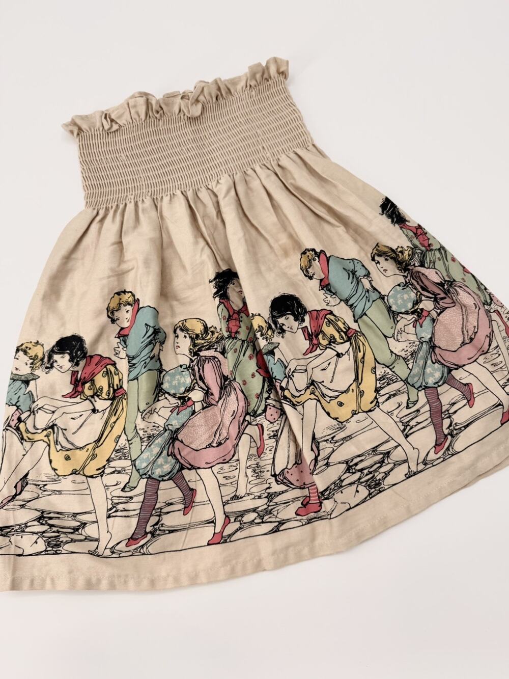 Paper Wings Girls Cream Whimsical Pied Piper Skirt 100% Cotton Twill Size 6